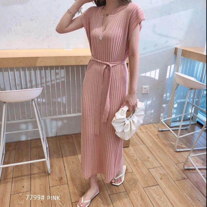KS 9977 Dress Knit HERIN Baju wanita pesta casual import jumbo tanpa lengan polos premium ld max 160