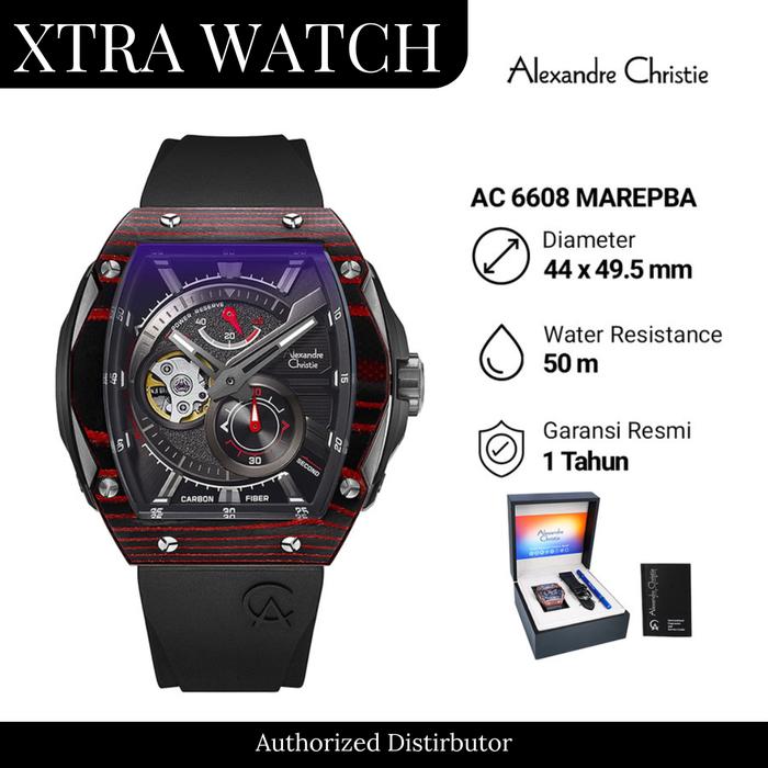 Jam Tangan Pria AC Alexandre Christie 6608 Automatic Special Edition - Black Red