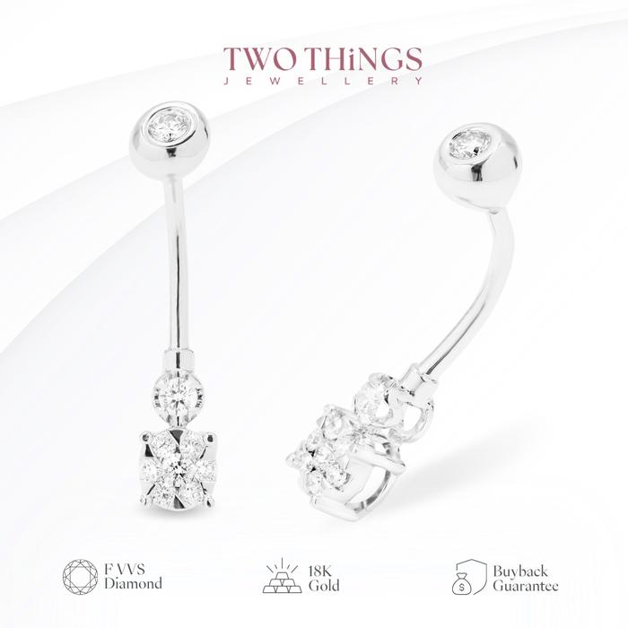 Anting Pusar Berlian Emas - Belly Piercing Diamond White Gold 18K - DPW001