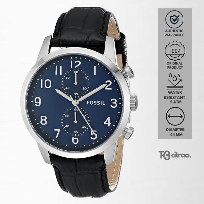 Jam Tangan Pria Fossil Townsman Chronograph Kulit Black Casual Original FS5020