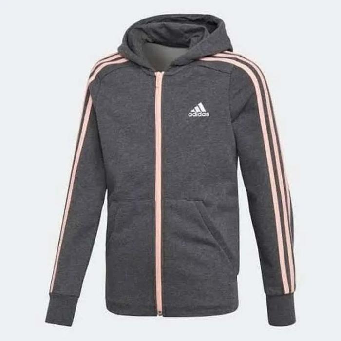 ADIDAS JAKET YOUNG 3S HOODIE GREY PINK FOR KIDS N TEENAGER 7-8Y - XS BNWT ORIGINAL 100%