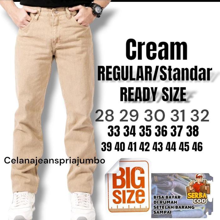 Jeans pria!! celana jeans pria basic jumbo cream 46 / jeans pria promo