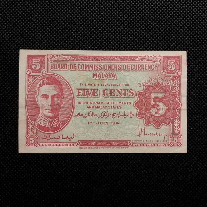 Uang Kuno 5 Cent Malaya Straits Settlement King George 1941