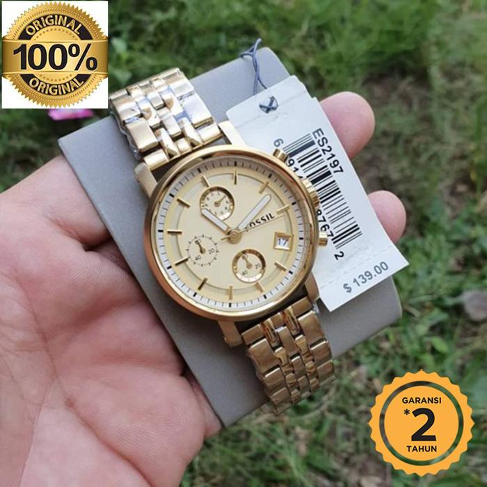 ES2197 Boyfriend Chronograph Gold Dial Tone Original