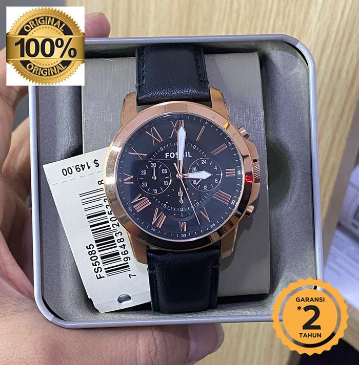 Jam tangan FS 5085 Chronograph Black Leather Original