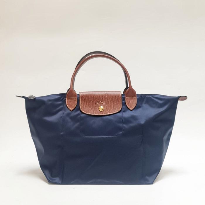 Original LC Classic Green Medium Short Handle Nylon Shopper Bag Navy Tas Besar Wanita