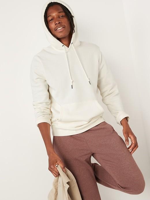 Sweater Solid Color Pullover Hoodie Off White Putih