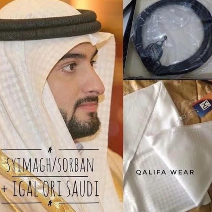 IGAL PREMIUM SAUDI (DEWASA & ANAK BAYI) Pengikat Kepala Surban Arafat Warna Hitam Emas Tali Model Co