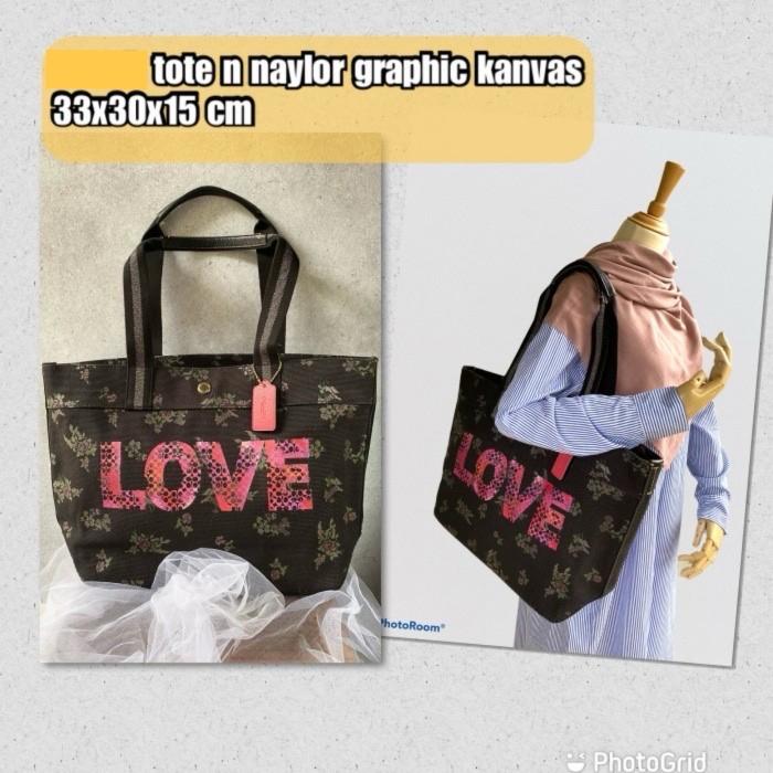 Tas wanita coch original jason naylor tote love kanvas black
