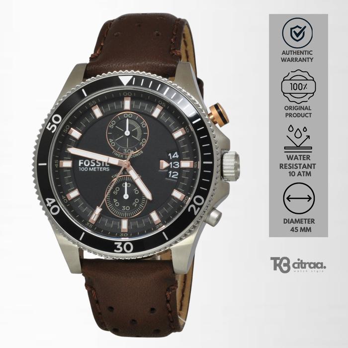 Jam Tangan Pria Fossil Wakefield Chronograph Kulit Casual Sporty Original CH2944
