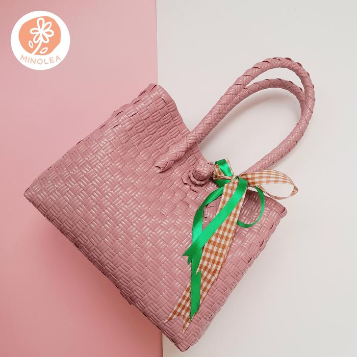 TAS ANYAMAN JALI PREMIUM HAND BAG PETTY SIZE S PINK COLOR - TAS HANDMADE CANTIK