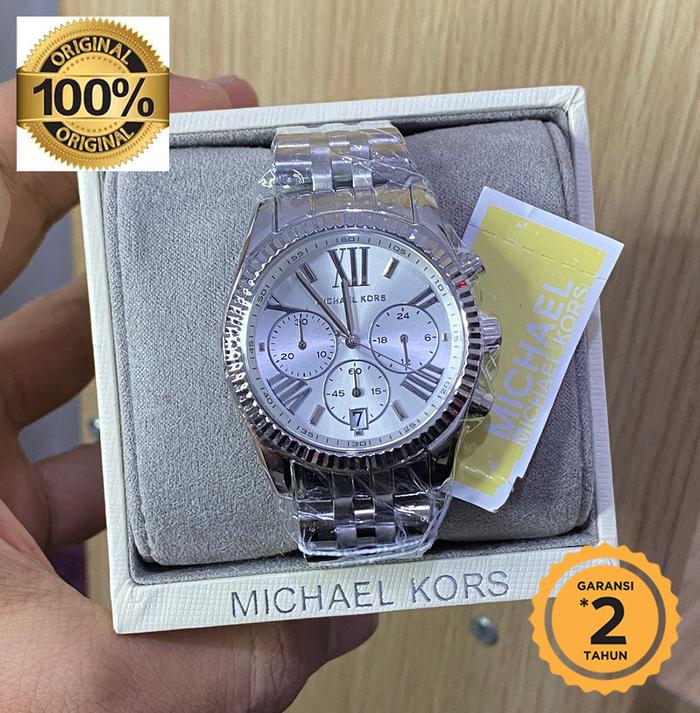 Jam MK5555 Lexington Chronograph Silver Dial Original