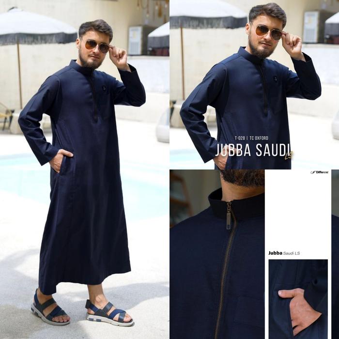 SAMASE JUBBA SAUDI PREMIUM NAVY T-028 GAMIS PRIA MUSLIM LENGAN PANJANG