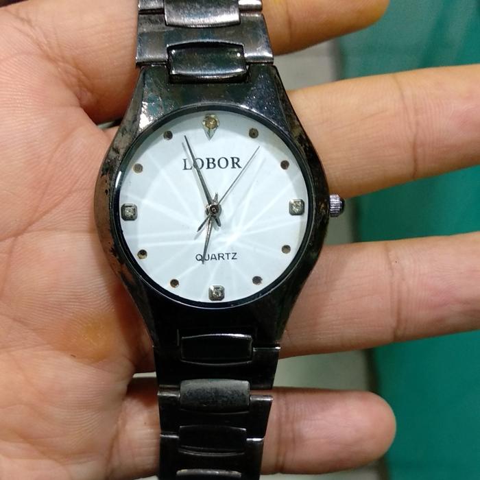 jam tangan klasik pria lobor quartz stainles steel normal