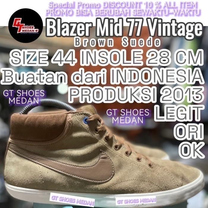 Sepatu Bekas Nike Blazer Mid 77 Vintage Produksi 2013 size 44 insole 28 cm buatan dari Indonesia