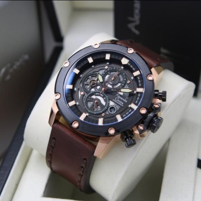 Jam Tangan Pria AC Alexandre Christie 6416 Kulit Original - Brown Rosegold