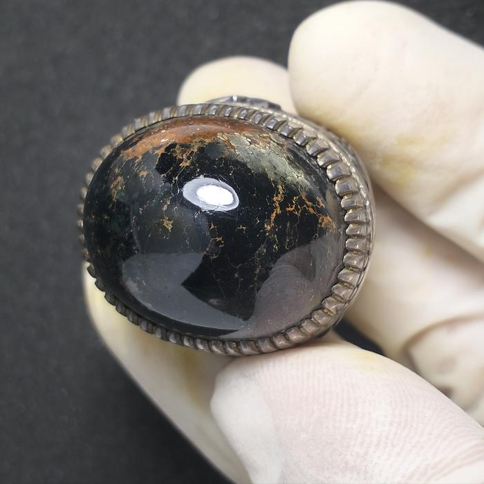 Pirus Persia hitam langka pirus hitam Persia pirus hijau pirus deep green perak handmade uk 18