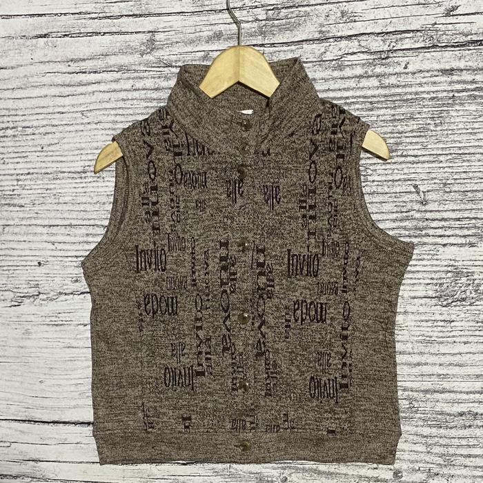 Vest rompi rajut knit knitwear atasan wanita cewek rajut motif print silver king second bekas prelov