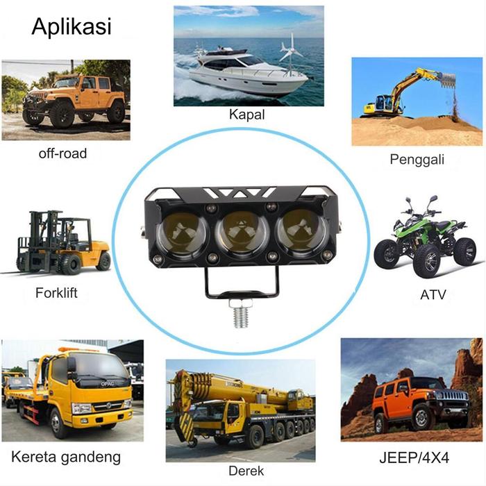 Lampu sorot bohlam LED bola lampu Mobil Sepeda Motor alat berat 3 mata & 4 mata Baru Kendaraan Listr