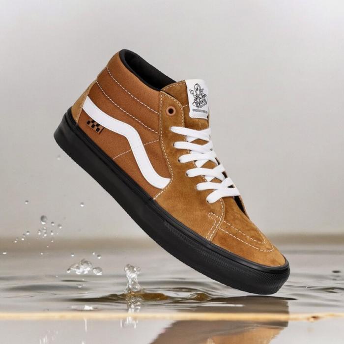 Sepatu Vans Sk8 Mid Skateboarding Jeff Grosso Brown Black Original 100%