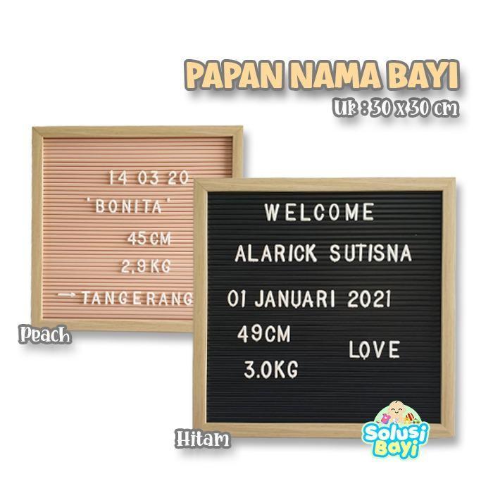 Papan Nama Bayi  / Letter Board 30x30cm Include Huruf
