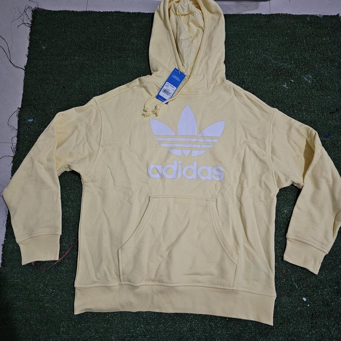 Adidas original adicolor trefoil hoodie yellow white trefoil bnwt