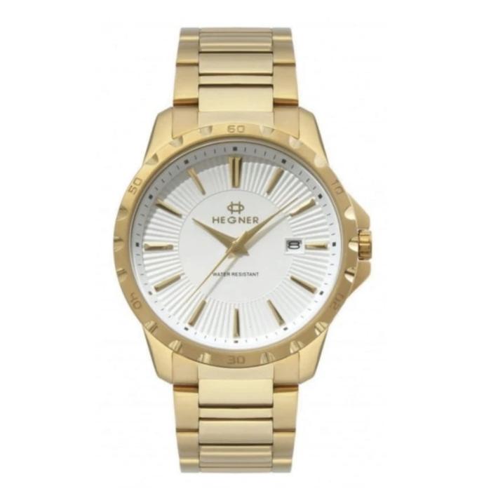 JAM TANGAN HEGNER 1688 HW 1688 HW1688 MEN ANALOG QUARTZ MOVEMENT GOLD STAINLESS WHITE DIAL BEST SEL