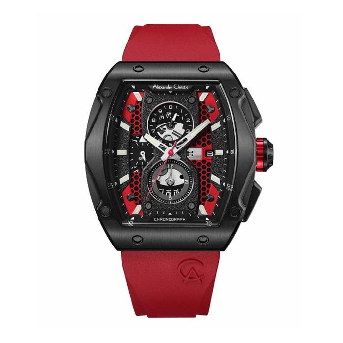 ALEXANDRE CHRISTIE AC 6608 BLACK RED RUBBER NEW MCRIPRE Jam Tangan Pria