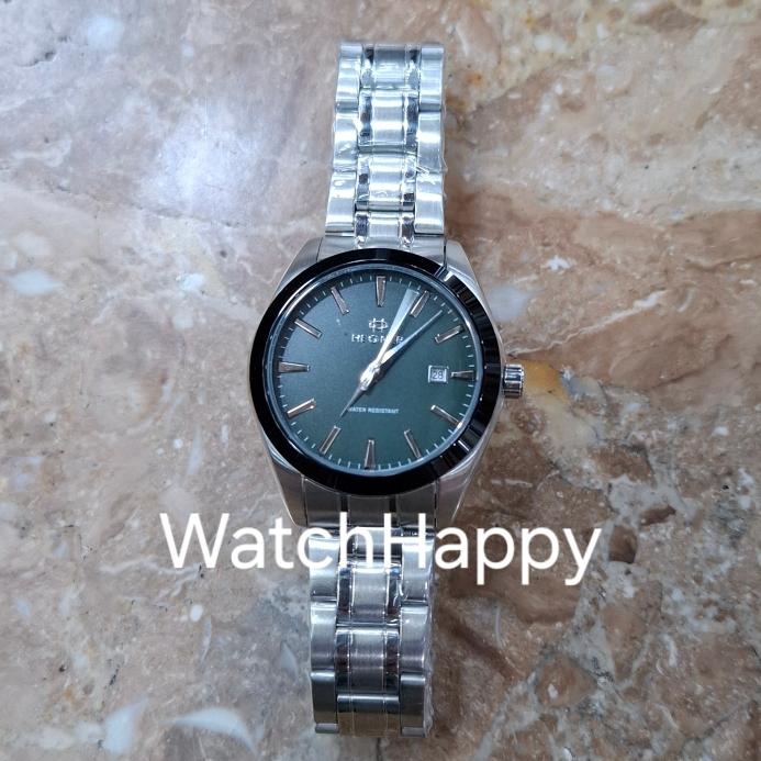 JAM TANGAN HEGNER 1678 HW1678 HW 1678 LADIES ANALOG QUARTZ GREEN DIAL STAINLESS STRAP ORIGINAL