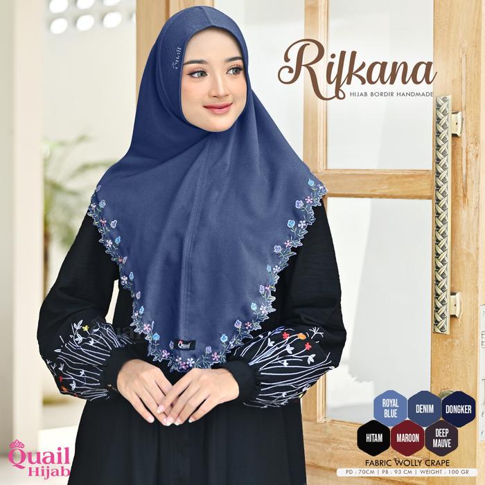 RIFKANA Simple hijab finishing bordir Quail HIjab wollycrepe