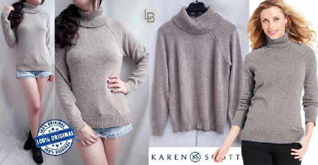 Karen Scott Beige Turtleneck Sweater