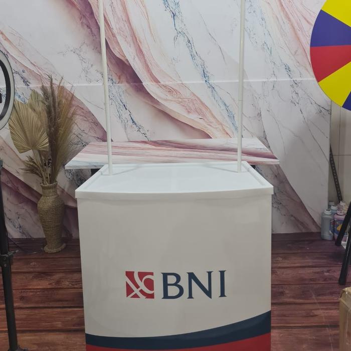 event desk bank bni booth portable custom order pancawarna surabaya