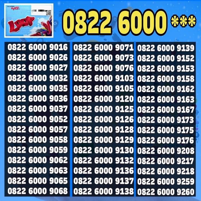 Nomor Cantik Simpati Loop 4G O822 6000 9016 9026 9057 9058 9059 9071