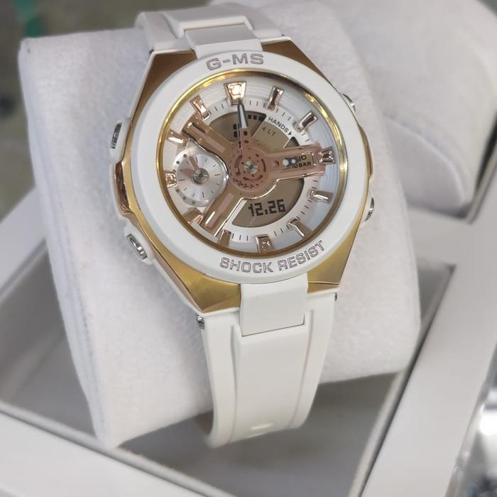 JAM TANGAN WANITA CASIO BABY-G ORIGINAL DIGITAL PUTIH ROSE GOLD RESIN MSG-400G-7A CASIO BABY G MSG 4