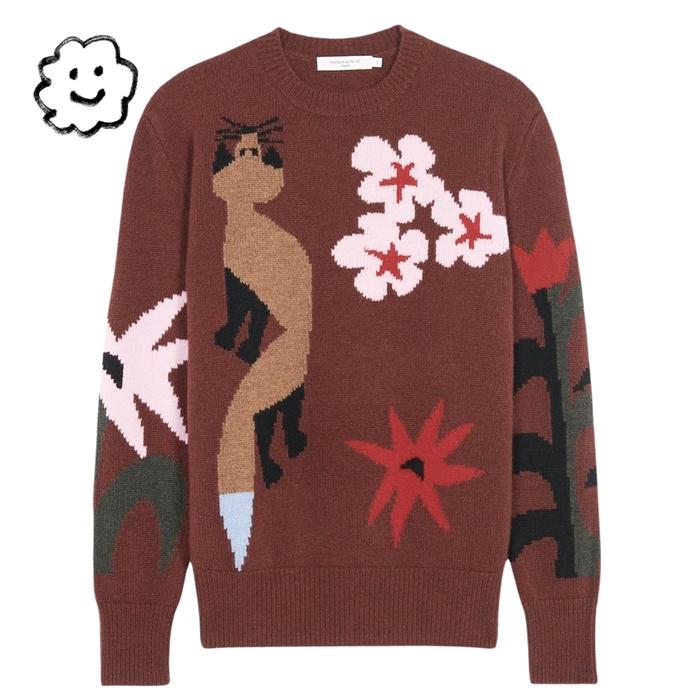 【 MAISON KITSUNE 】 LONG SLEEVED WOOL JACQUARD SWEATER ( size : XL )