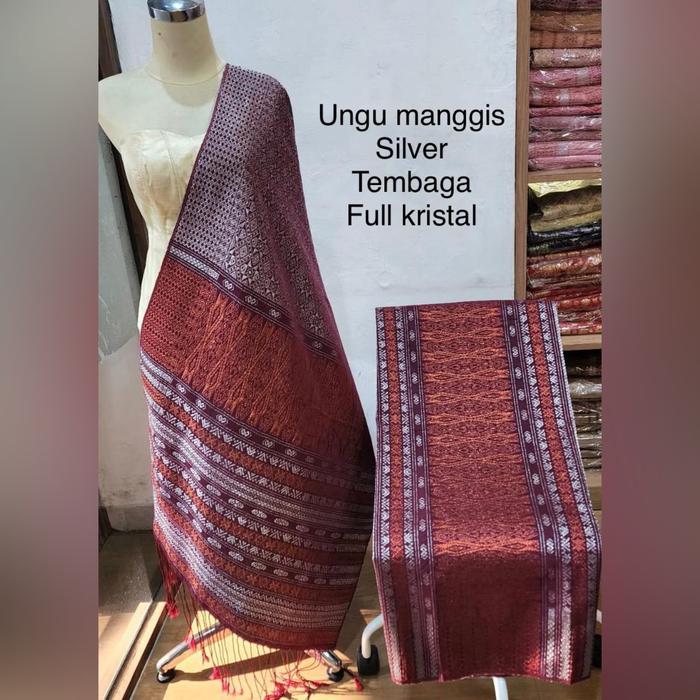 Songket Tumtuman pengantin wanita Tanpa Sambungan Sarung Selendang adat mewah asli tenun tangan Kris