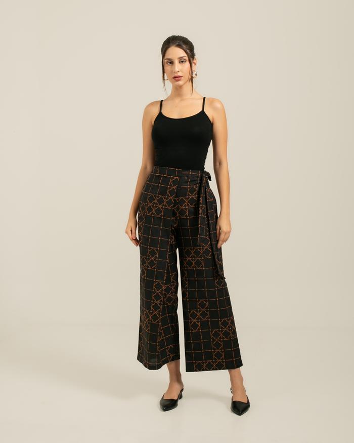 Batik Fractal Bhavya Wrap Pants Black
