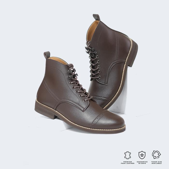 Sepatu Boots Pria Formal S Hades Boots Bot High Shoes Coklat - Brygancraftmanship