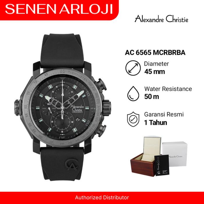 Jam Tangan Pria Alexandre Christie AC 6565 Original Karet - Full Black