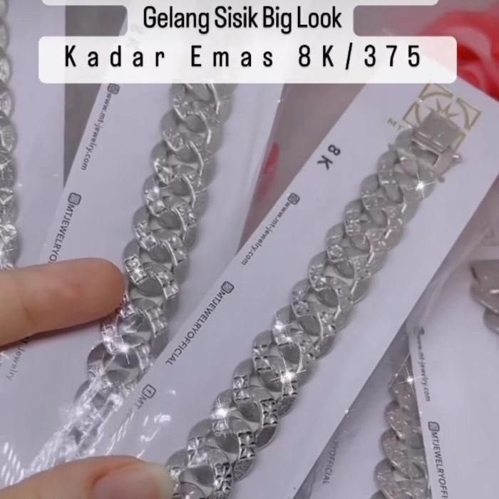 New Gelang Sisik Naga Mas Putih 375 8K