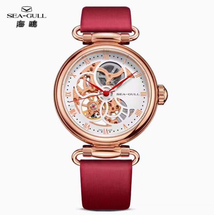 Seagull Watch Women's 38 MM Mechanical Goddess of Time Hollow Fashion Analog 6002 511.15.6002L - Red