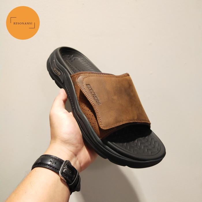 SANDAL PRIA TERBARU SKECHERS ORIGINAL ARCH FIT MOTLEY COKLAT EMPUK