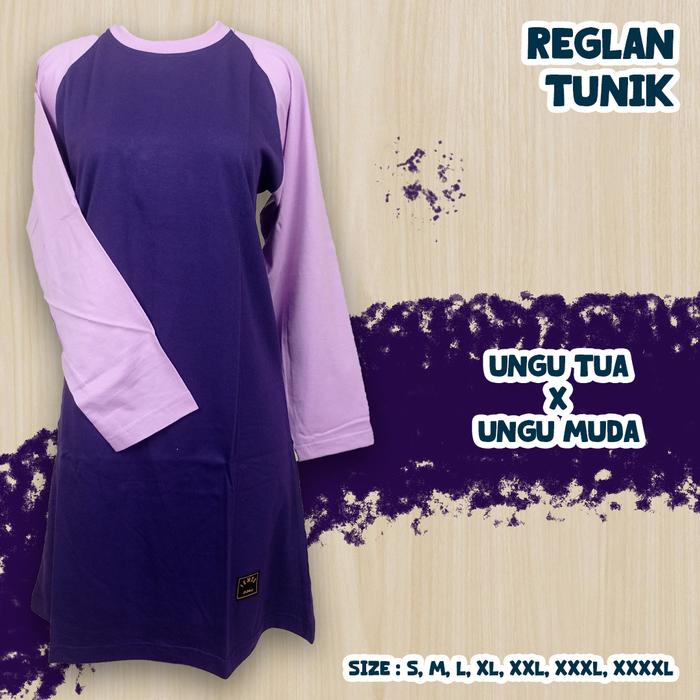 S-XXXL Kaos Reglan Tunik Muslimah Ungu Tua Ungu Muda Seragam Olahraga/Santai