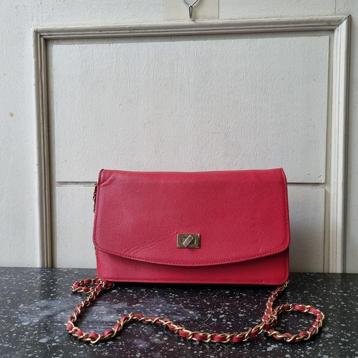 TAS SLING RANTAI KULIT WANITA PIORINA SECOND IMPORT MERAH