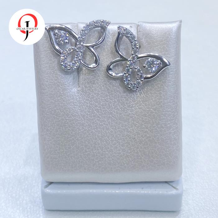 Giwang emas putih kupu2 zircon 750 buterfly