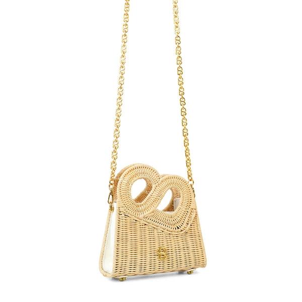 BUTTONSCARVES Hold Me Rattan Bag Small - White