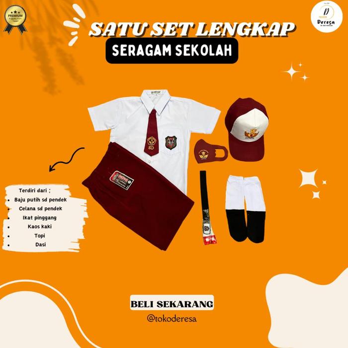 SATU SETEL LENGKAP SERAGAM SEKOLAH SD MARTIN