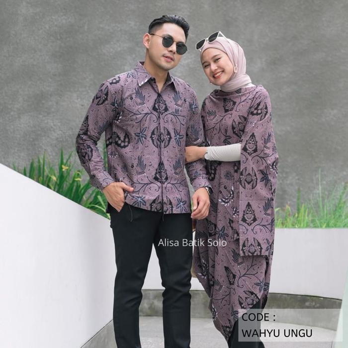 Baju Batik Couple Modern Kemeja Pria Kaftan Dress Wanita Wu -Als