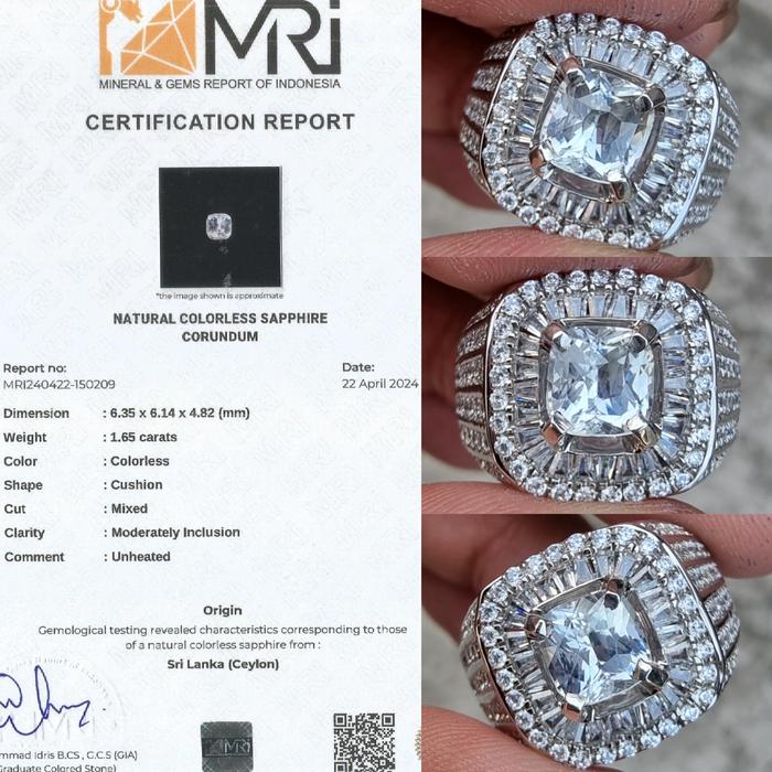 Natural HQ Batu Eye Clean Good Luster Colorless Safir Sapphire Ceylon Sri Lanka No Treatment No Heat