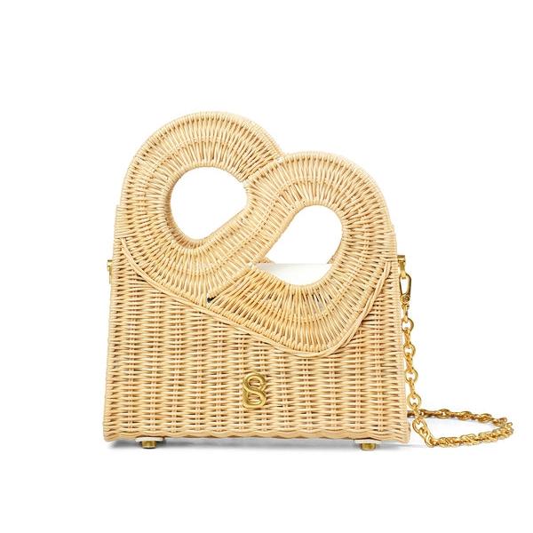 BUTTONSCARVES Hold Me Rattan Bag Medium - White